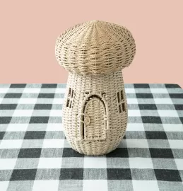 Mushroom storage basket woven with paper rope