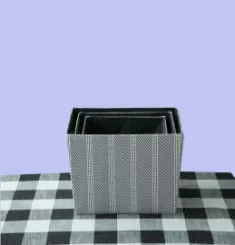 Set three square gray plate storage basket