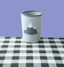 Cotton rope car sewing basket, snow mountain pattern