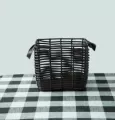 Rectangular pp basket with leather handle